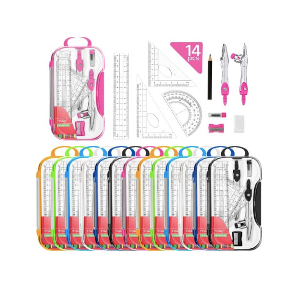 Math Drawing Set with Arcum Compass and Pencil Leads